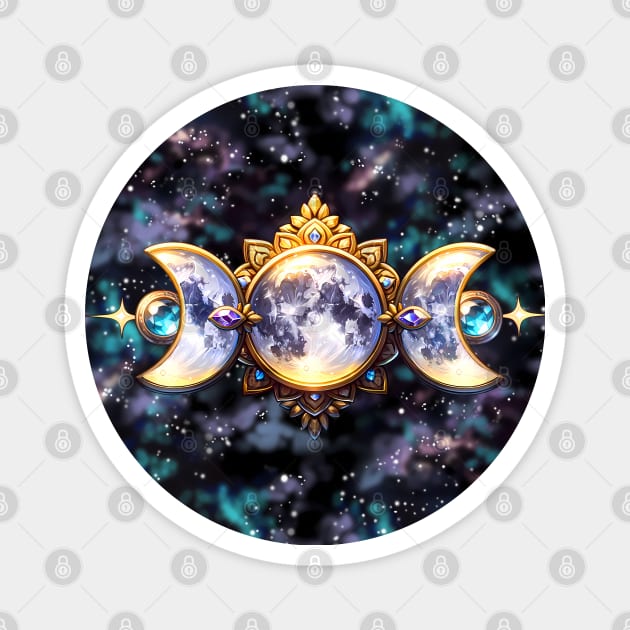 Cosmic Dance: Triple Goddess Symbol and Nebulas Magnet by tracydixon
